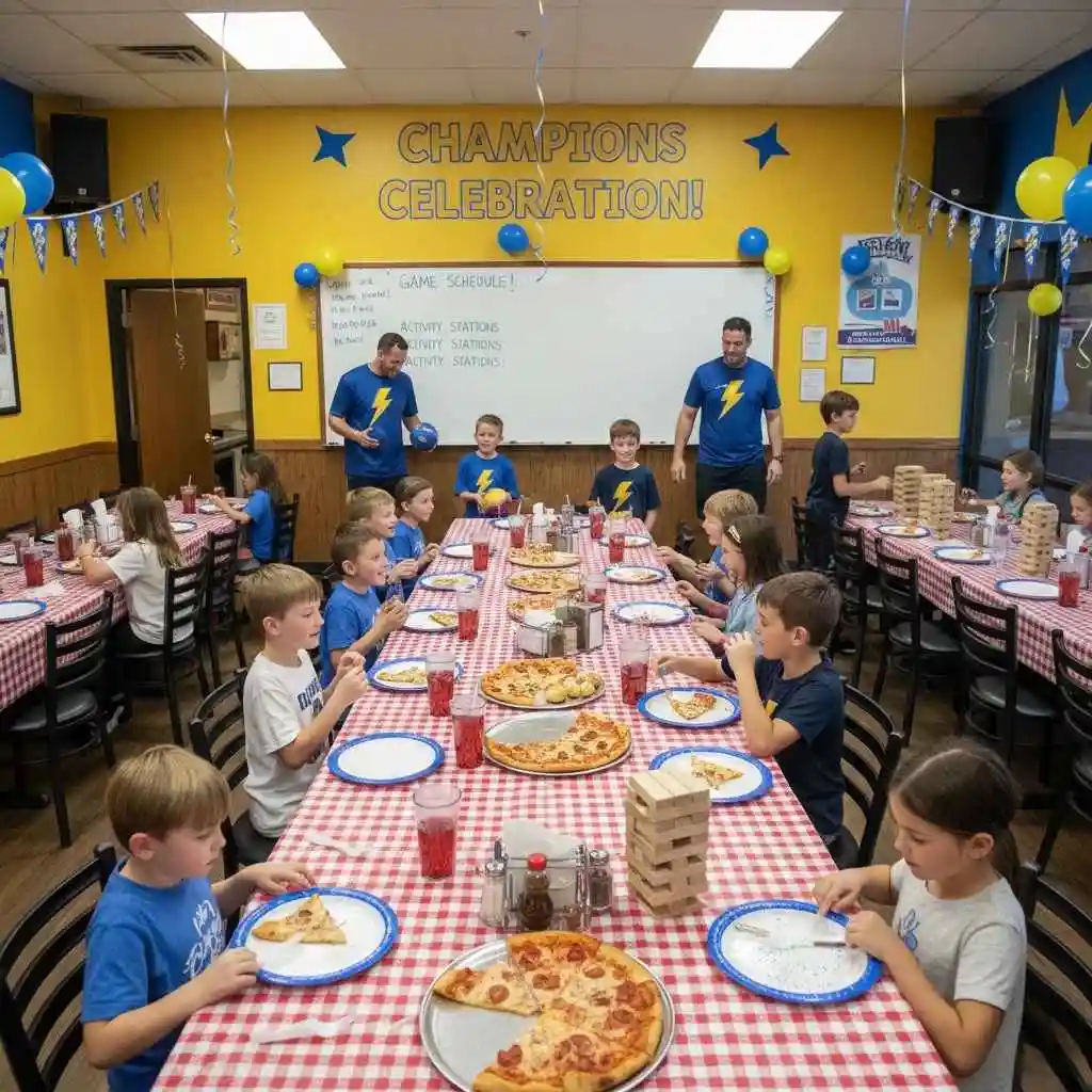 organized games and activities at a youth team party