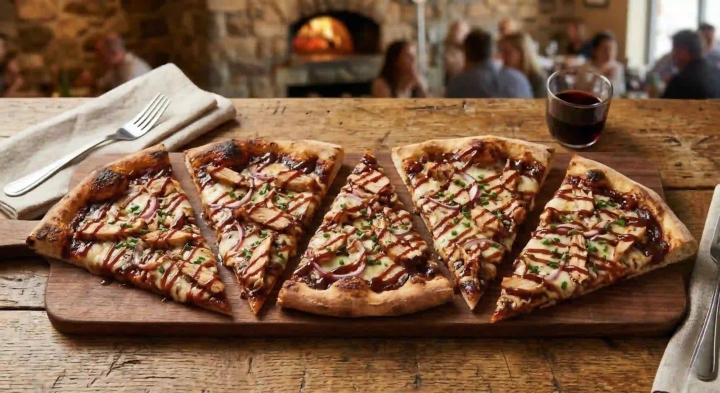 BBQ chicken pizza with drizzle